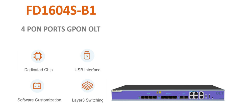 FD1604S-B1 GPON Pizza-Box OLT - 4 Ports