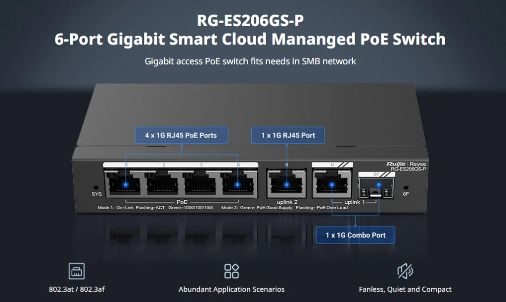Administerable Poe Switch RG-ES206GS-P