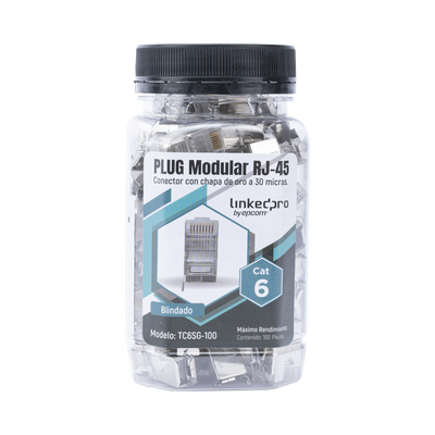 Bote con 100 Piezas de Plug Modular RJ45 Cat6 blindado (TC6SG100)