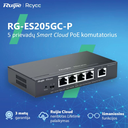 RG-ES205GC-P 5-Port gigabit cloud managed switch with 4 PoE+ ports  